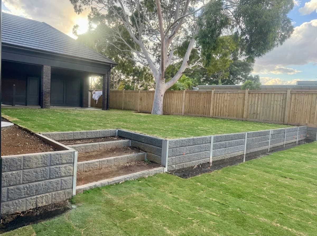 Retaining Walls, Stepping Stones, Fence & Landscape — Gallery 13