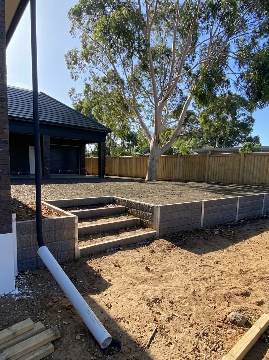 Retaining Walls, Stepping Stones, Fence & Landscape — Gallery 14
